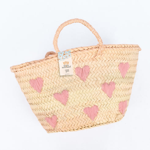Sweet Hearts Embroidered Basket - Handwoven Love-Inspired Tote 💕