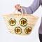 Hot Dogs Sandwiches Basket – Embroidered Straw Tote for Spring Picnics & Party Bars