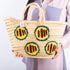 Hot Dogs Sandwiches Basket – Embroidered Straw Tote for Spring Picnics & Party Bars