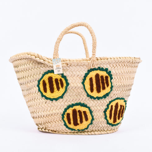Hot Dogs Sandwiches Basket – Embroidered Straw Tote for Spring Picnics & Party Bars