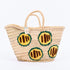 Hot Dogs Sandwiches Basket – Embroidered Straw Tote for Spring Picnics & Party Bars