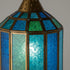 Handmade Moroccan Glass Lantern - Blue Brass Mosaic Pendant