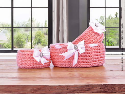 House Bathroom Decor - Cute Crochet Basket For Bathroom Organization