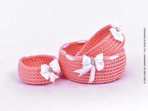 House Bathroom Decor - Cute Crochet Basket For Bathroom Organization