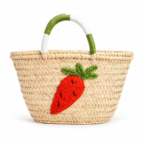 Kids Halloween Straw Basket – Carrot Embroidered Trick-or-Treat Tote