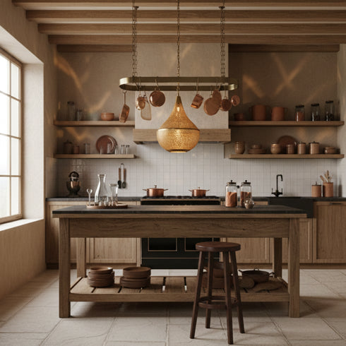 Moroccan Brass Pendant Light - Handcrafted Decoration