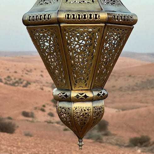 Large Hanging Moroccan Lantern – Antique Brass Style (CL 1001)