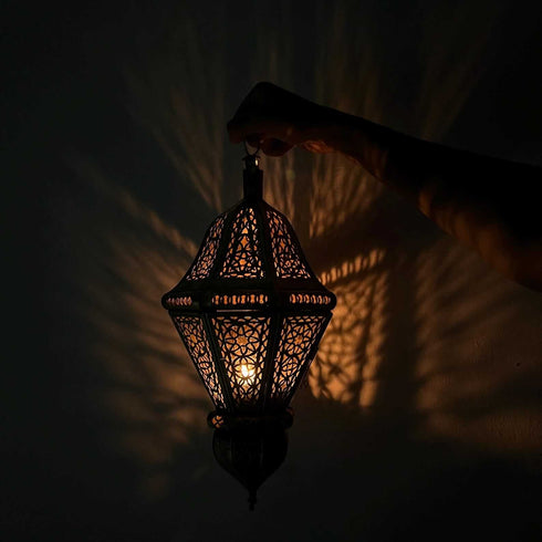 Large Hanging Moroccan Lantern – Antique Brass Style (CL 1001)