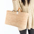 Large Raffia Tote Bag | Moroccan Beach Bag with Wooden Bead Handles