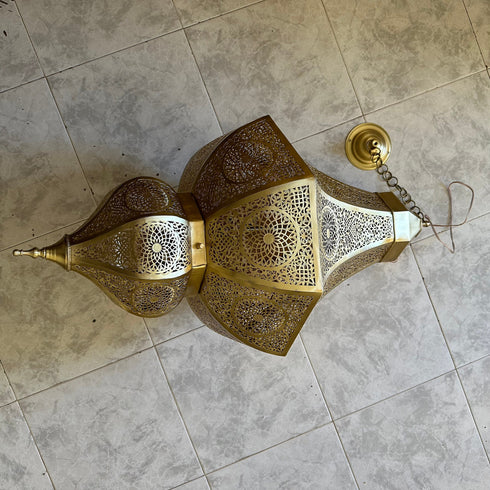 Large Moroccan brass chandelier lighting , Moroccan bronze light (PL 10014)