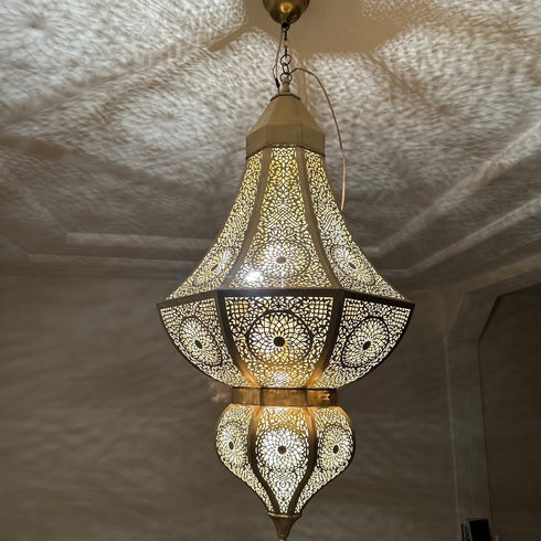 Large Moroccan brass chandelier lighting , Moroccan bronze light (PL 10014)