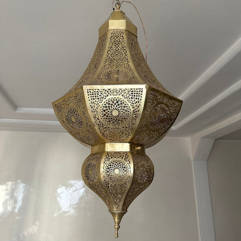 Large Moroccan brass chandelier lighting , Moroccan bronze light (PL 10014)