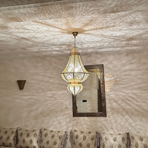 Large Moroccan brass chandelier lighting , Moroccan bronze light (PL 10014)
