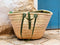 Straw Beach Basket – Moroccan Bag, Green Leather Straps