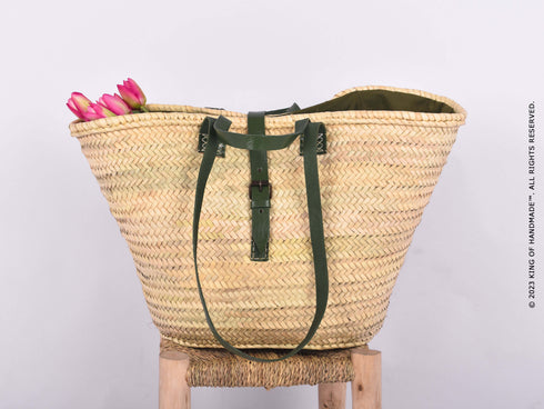 Green Large Beach bag - Handwoven