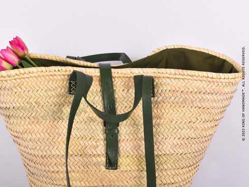 Green Large Beach bag - Handwoven