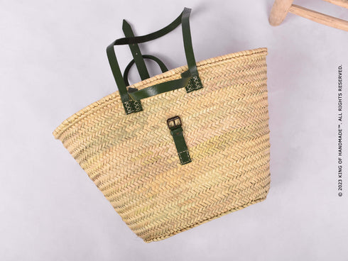 Green Large Beach bag - Handwoven