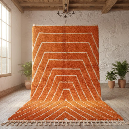 Infuse your home with warmth and energy using this magnificent Large Orange Moroccan Handmade Carpet.