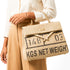 Large Jute Kelly-Style Handbag | Printed Typography Tote | Natural Handmade Jute Purse