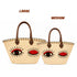 Winky Eyes Sequin Straw Basket Bag | Leather Handle Tote