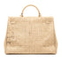 Large Jute Kelly-Style Handbag | Printed Typography Tote | Natural Handmade Jute Purse