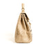 Large Jute Kelly-Style Handbag | Printed Typography Tote | Natural Handmade Jute Purse