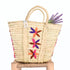 Large Bohemian Violet Stars - Embroidered Straw Basket Market Tote