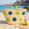 Smiley Face Straw Basket Bag | Handmade Moroccan Beach Tote Bag