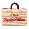 Handmade Moroccan wicker bag with I’m Limited Edition embroidery in bordeaux and round moulded handles 1