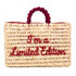 Handmade Moroccan wicker bag with I’m Limited Edition embroidery in bordeaux and round moulded handles 1
