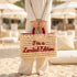 Handmade Moroccan wicker bag with I’m Limited Edition embroidery in bordeaux and round moulded handles 3