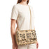 Luxury Inspired Large Quilted Jute Flap Bag | Natural Woven Handbag with Gold Chain & Typography Print