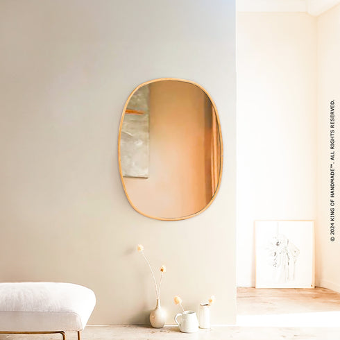 Elegant Asymmetrical Brass Wall Mirror - Modern Decorative Accent (MR 1002)