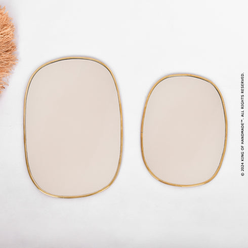 Elegant Asymmetrical Brass Wall Mirror - Modern Decorative Accent (MR 1002)