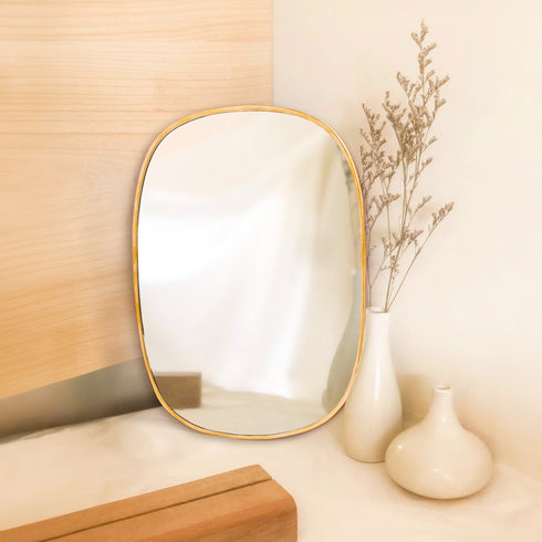 Elegant Asymmetrical Brass Wall Mirror - Modern Decorative Accent (MR 1002)