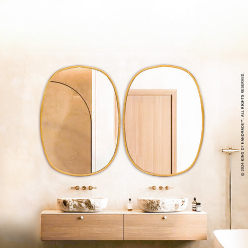 Elegant Asymmetrical Brass Wall Mirror - Modern Decorative Accent (MR 1002)