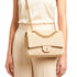 Medium Quilted Jute Classic Shoulder Bag Natural Woven Flap Handbag With Gold Chain