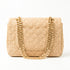 Medium Quilted Jute Classic Shoulder Bag Natural Woven Flap Handbag With Gold Chain