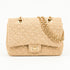 Medium Quilted Jute Classic Shoulder Bag Natural Woven Flap Handbag With Gold Chain