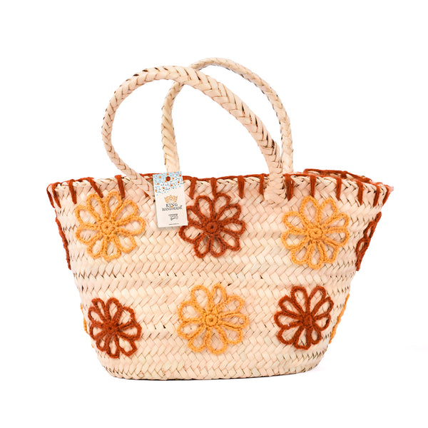 Floral Charm Straw Bag - Flowers Bloom Embroidery Picnic Tote