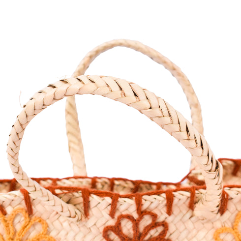 Floral Charm Straw Bag - Flowers Bloom Embroidery Picnic Tote