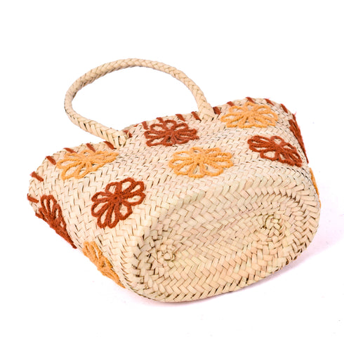 Floral Charm Straw Bag - Flowers Bloom Embroidery Picnic Tote