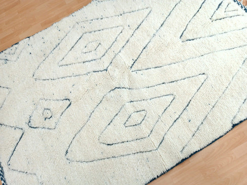 Minimalist Moroccan Beni Ourain Wool Rug | Custom Handmade