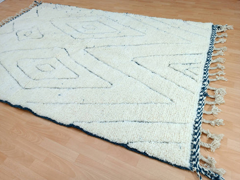 Minimalist Moroccan Beni Ourain Wool Rug | Custom Handmade