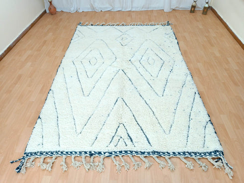 Minimalist Moroccan Beni Ourain Wool Rug | Custom Handmade