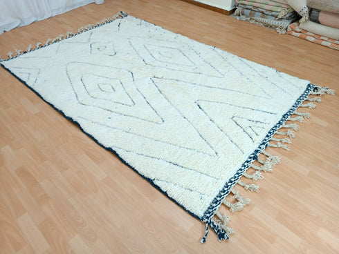 Minimalist Moroccan Beni Ourain Wool Rug | Custom Handmade