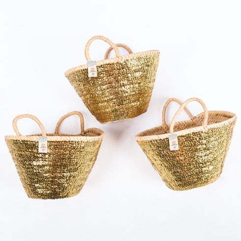 Mini Gold Sequin Basket ✨ - Sparkling Tote for Gifts & Glam Moments