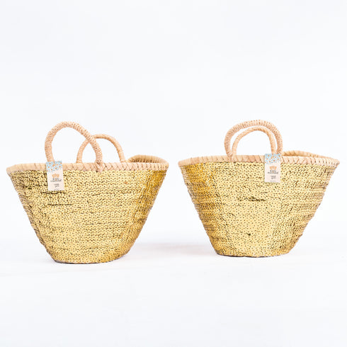 Mini Gold Sequin Basket ✨ - Sparkling Tote for Gifts & Glam Moments