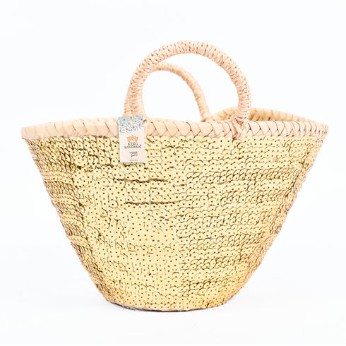 Mini Gold Sequin Basket ✨ - Sparkling Tote for Gifts & Glam Moments