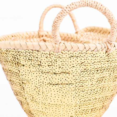 Mini Gold Sequin Basket ✨ - Sparkling Tote for Gifts & Glam Moments